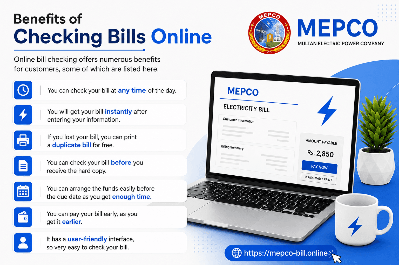 Benefits of checking MEPCO bills online